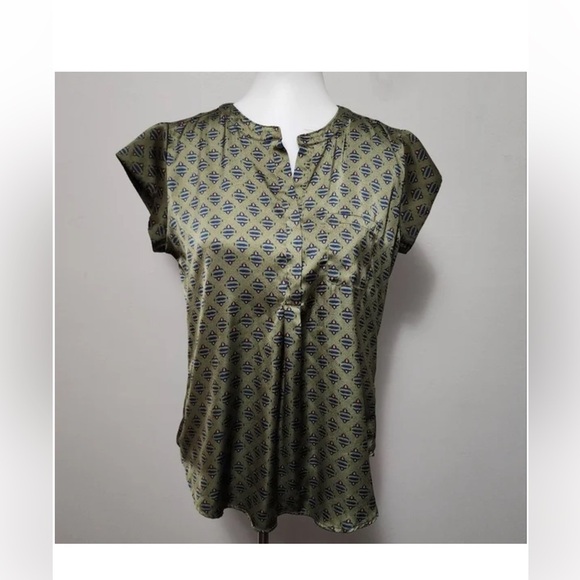 Liz Claiborne Burnt Olive Geo Blouse XXL - Picture 2 of 14